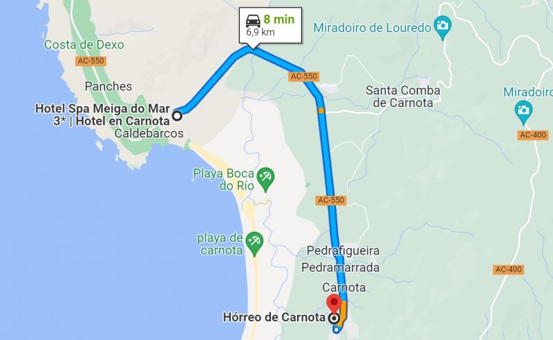 Como ir al hórreo de Carnota desde el Hotel Miega do mar